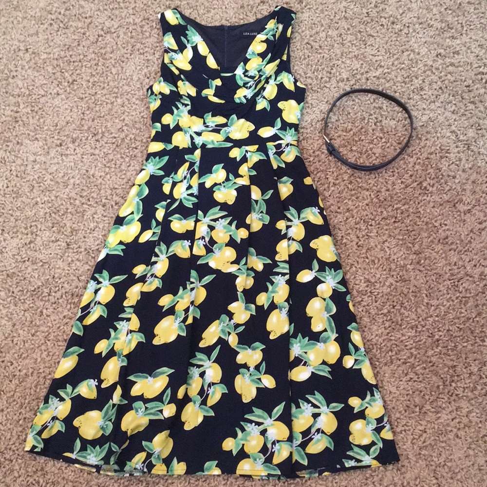 Lemon print dress, brand Liza luxe.